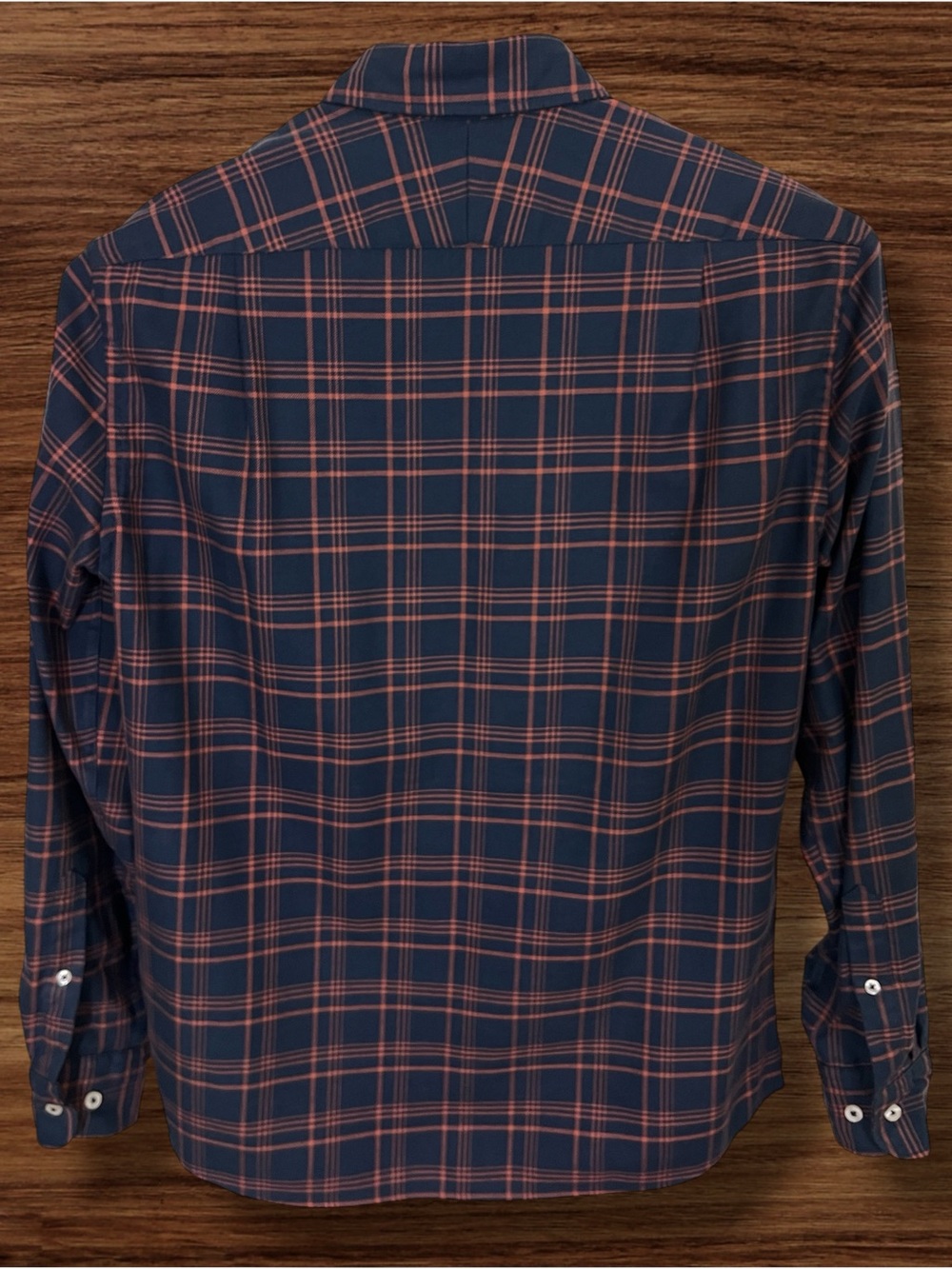 Charles Tyrwhitt Navy & Brown Plaid Twill Button Down Shirt Slim Fit Medium - Picture 3 of 4